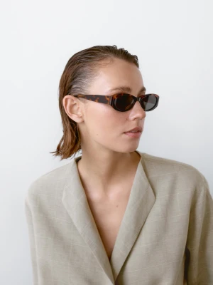 Kimono Z Mieszanki Lnu W Kratkę - Beżowy - - Massimo Dutti - Kobieta
