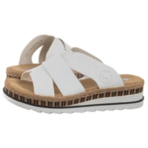 Klapki Białe V7989-80 White (RI164-c) Rieker