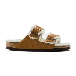 Klapki Birkenstock Arizona Shearling Mink W 1001135 brązowe