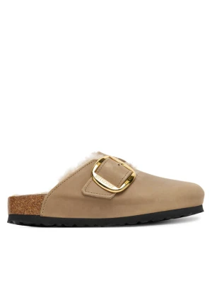 Klapki Birkenstock Boston Big Buckle Shearling 1030444 Brązowy