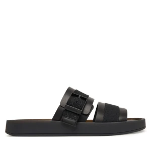 Klapki Calvin Klein Ergon Buckle Sandal Wb Lth Aop HM0HM02096 Czarny