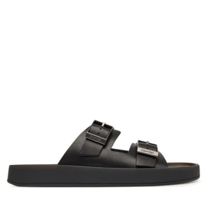 Klapki Calvin Klein Ergon Double Bar Sandal Lth HM0HM02097 Czarny