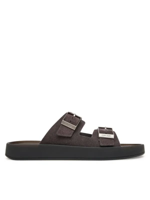 Klapki Calvin Klein Ergon Double Bar Sandal Su HM0HM02094 Brązowy