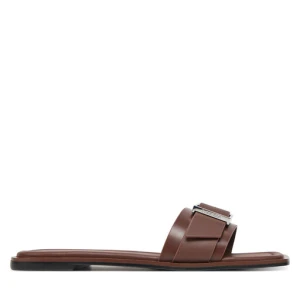 Klapki Calvin Klein Flat Slide W/Buckle - Lth HW0HW02490 Brązowy