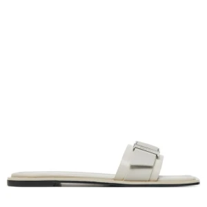 Klapki Calvin Klein Flat Slide W/Buckle - Lth HW0HW02490 Szary