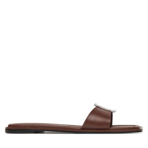 Klapki Calvin Klein Flat Slide W/Ck Hw Big - Lth HW0HW02482 Brązowy