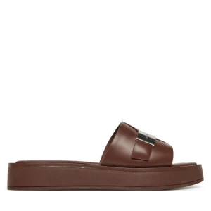 Klapki Calvin Klein Flatform Slide W/Ck Hw - Lth HW0HW02368 Brązowy