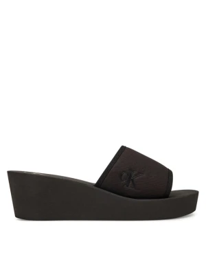 Klapki Calvin Klein Jeans Beach Wedge Slide Canvas YW0YW01725 Czarny