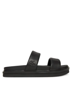 Klapki Calvin Klein Jeans Flat Molded Doublebar Sandal Lth YM0YM01226 Czarny