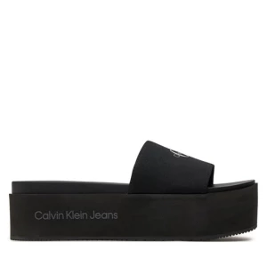 Klapki Calvin Klein Jeans Flatform Sandal Met YW0YW01036 Czarny