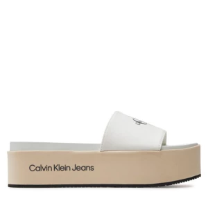 Klapki Calvin Klein Jeans Flatform Sandal Met YW0YW01036 Écru