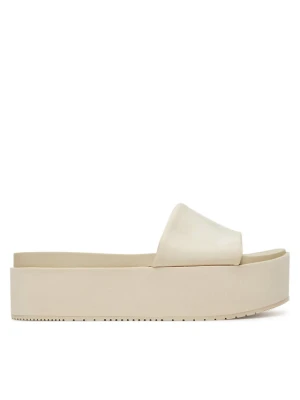 Klapki Calvin Klein Jeans Flatform Sandal Slide In Nylon YW0YW01791 Écru Kremowy
