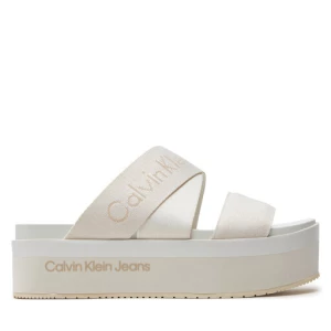 Klapki Calvin Klein Jeans Flatform Sandal Webbing In Mr YW0YW01361 Biały