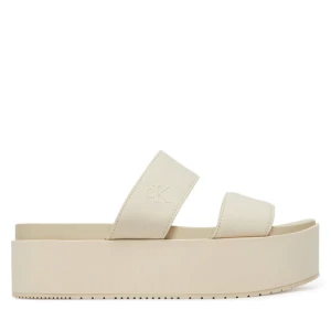 Klapki Calvin Klein Jeans Flatform Sandal Webbing In YW0YW01789 Écru