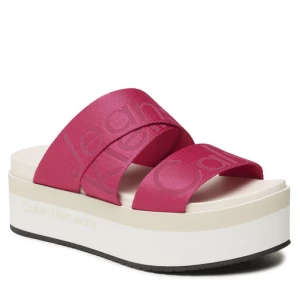 Klapki Calvin Klein Jeans Flatform Sandal Webbing YW0YW00966 Różowy