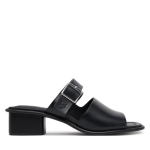 Klapki Calvin Klein Jeans Heel Square Mg Buckle Lth YW0YW01701 Czarny