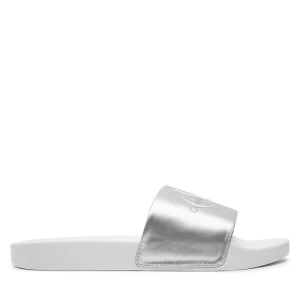 Klapki Calvin Klein Jeans Slide Ny Pearl YW0YW01243 Srebrny