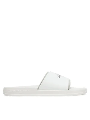 Klapki Calvin Klein Jeans Slide Rubber Neoprene Monologo YM0YM00361 Biały