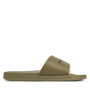 Klapki Calvin Klein Jeans Slide Rubber Neoprene Monologo YM0YM00361 Khaki