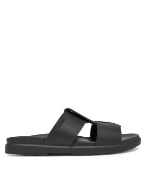 Klapki Calvin Klein Lug Sandal Double T Lth HM0HM01734 Czarny