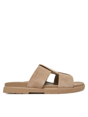 Klapki Calvin Klein Lug Sandal Double T Su HM0HM01800 Brązowy