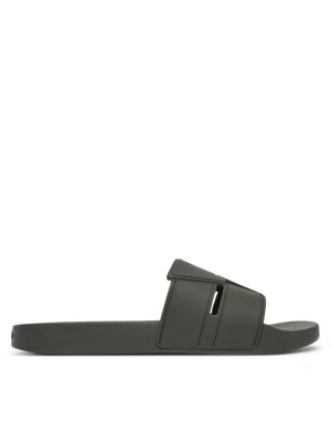 Klapki Calvin Klein Pool Slide Double T HM0HM01752 Khaki