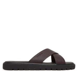 Klapki Calvin Klein Sq Molded Sandal Xcross Lth HM0HM02235 Brązowy