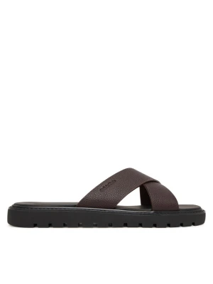 Klapki Calvin Klein Sq Molded Sandal Xcross Lth HM0HM02235 Brązowy