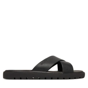 Klapki Calvin Klein Sq Molded Sandal Xcross Lth HM0HM02235 Czarny