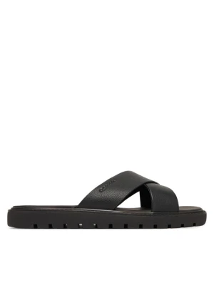 Klapki Calvin Klein Sq Molded Sandal Xcross Lth HM0HM02235 Czarny