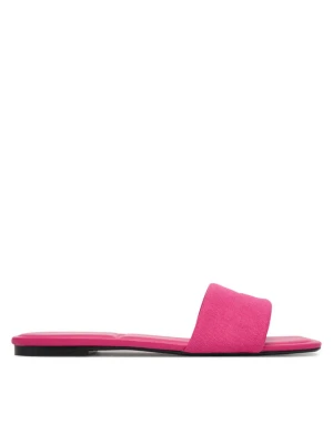 Klapki Calvin Klein Square Flat Sndl Canvas Hw HW0HW03129 Różowy