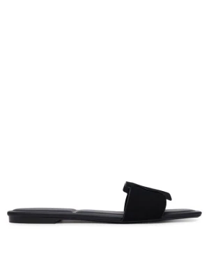 Klapki Calvin Klein Square Flat Sndl Embl Suede HW0HW03055 Czarny