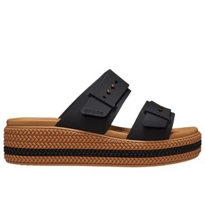 Klapki Crocs Brooklyn Woven Buckle Low Wedge 209978-001 - czarne