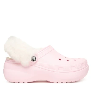 Klapki Crocs Classic Platform Fuzz Lined Clog 212854 Różowy
