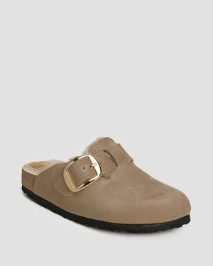 Klapki Damskie Birkenstock Boston Big Buckle Shearling Leoi Narrow