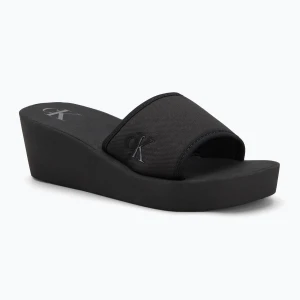 Klapki damskie Calvin Klein YW0YW01725 Beach Wedge Slide Canvas triple black
