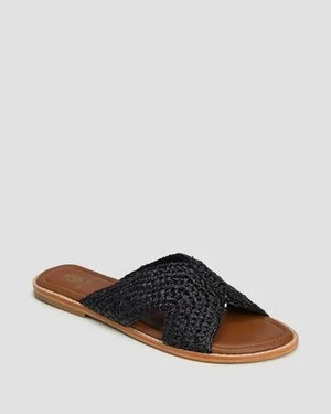Klapki damskie De Siena Zinia Raffia czarne
