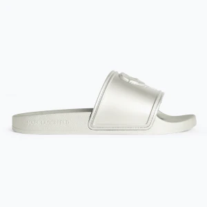Klapki damskie KARL LAGERFELD Kondo 2.0 NFT Relief silver rubber