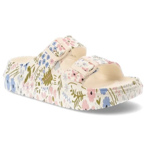 Klapki damskie Laura Vita, na platformie dwa regulowane paski lekka podeszwa komfortowy fason casualowy styl, beżowe, 01 LTY25-001