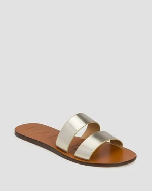 Klapki Damskie Manebi Leather Two Bands Sandals Canyon Srebrne