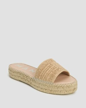 Klapki Damskie Manebi Raffia Stripes Double Sole Slides Beżowe