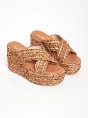 Klapki damskie na koturnie CESARE CASADEI