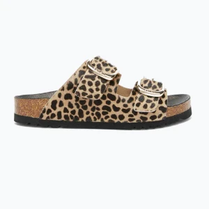 Klapki damskie Scholl Noelle Pony Leather leopard Brązowy