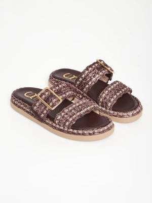 Klapki damskie skórzane z cyrkoniami CESARE CASADEI