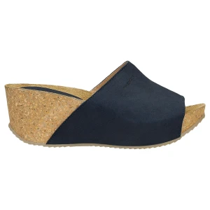 Granatowe klapki na koturnie z korka 74021-26 Wojas