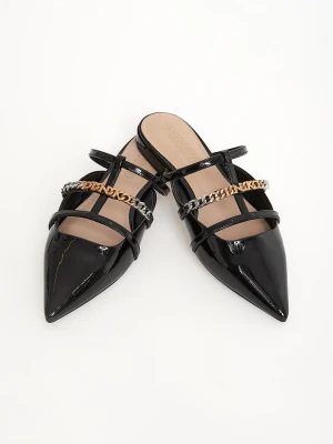 Klapki damskie z lakierowanej skóry PINKO