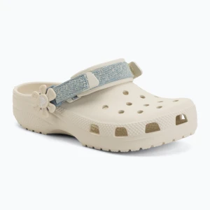 Klapki dziecięce Crocs Classic Denim Flower Adjutment Backstrap summit white
