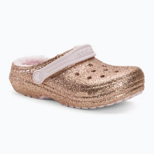 Klapki dziecięce Crocs Classic Lined Glitter Clog gold/barely pink