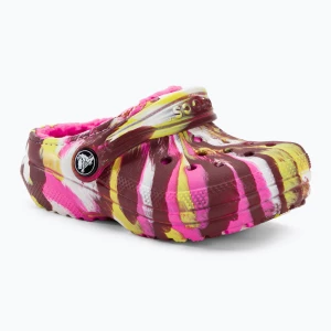 Klapki dziecięce Crocs Classic Lined Marbled Clog electric pink/multi 207778