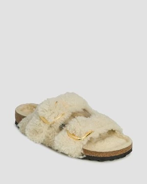 Klapki Futrzane Damskie Birkenstock Arizona Big Buckle Teddy Narrow